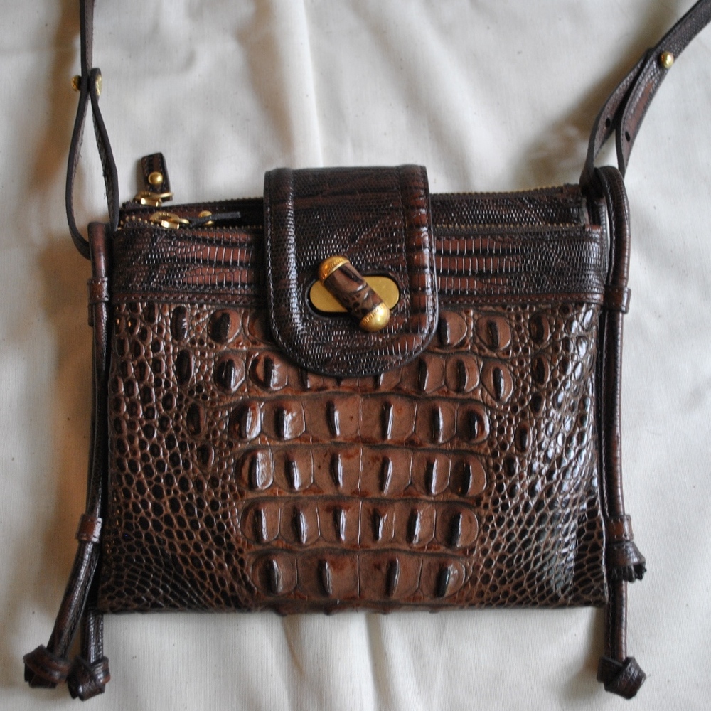 Brahmin crossbody croc-embossed bag